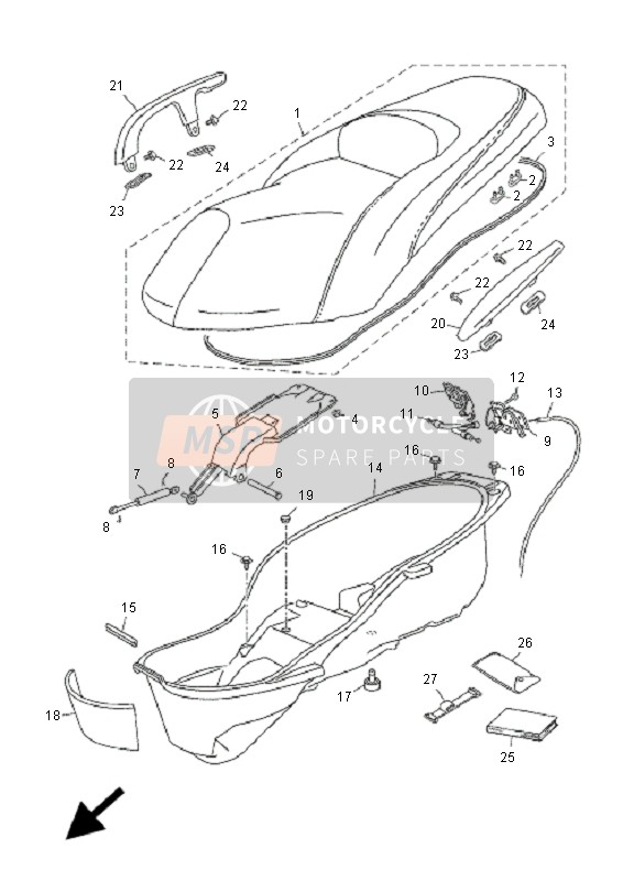 1B9F478T0000, Body Seat Lock 2, Yamaha, 0